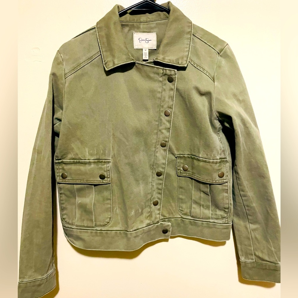 Jessica Simpson Olive green denim Jacket Size M